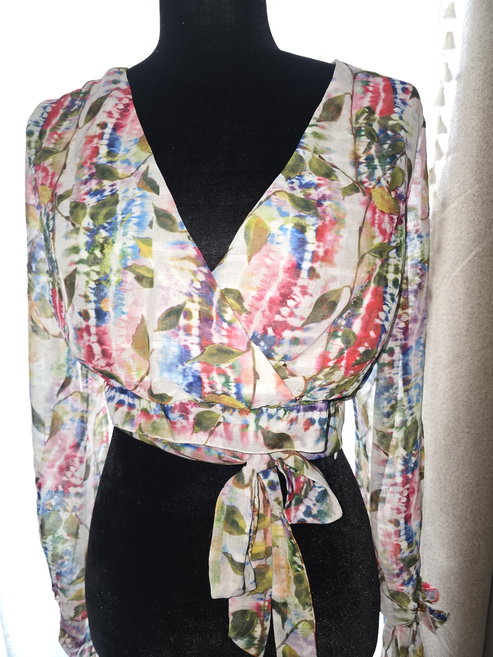 Luxxel Multicolor Floral Tie-Front Crop Top